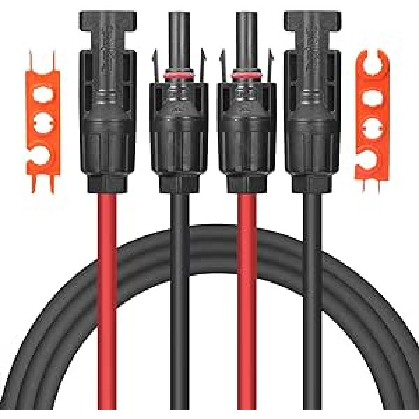 Valemo saules baterijas kabelis ar uzgriežņu atslēgu, saules paneļa pagarinājuma kabelis, 40 pēdas 12AWG vai 12 m 4 mm² saules paneļa pagarinātājs no saules paneļa līdz invertoram