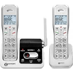 Geemarc Amplidect 595 U.L.E Highly Amplified (50 dB) Cordless Phone + Extra Twin Handset - Phone Solution for Hard Hearing with Amplified Bell and Flashing Light - Hearing Aid Compatible (T-Coil)