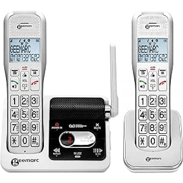 Geemarc Amplidect 595 U.L.E Highly Amplified (50 dB) Cordless Phone + Extra Twin Handset - Phone Solution for Hard Hearing with Amplified Bell and Flashing Light - Hearing Aid Compatible (T-Coil)