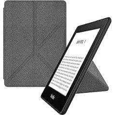 MyGadget Origami futrālis Amazon Kindle Paperwhite 10. paaudzei (2018. gada modelis — PQ94WIF — 6 collas) - Mākslīgā āda - Automātiskā miega/pamošanās funkcija - Pārvelkams futrālis pelēkā krāsā