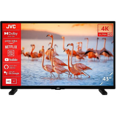 JVC LT-43VU2256 43 collu televizors/viedtelevizors (4K Ultra HD, HDR Dolby Vision, trīskāršs uztvērējs, Dolby Atmos) — iekļauts 6 mēnešu HD+ [2023].