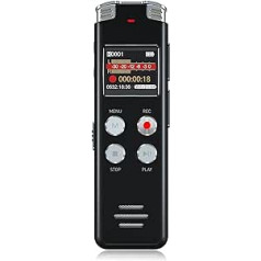 16GB Digital Voice Recorder with Voice Activated Recording and Playback - EVISTR L157 USB Rechargeable Dictaphone | Dictation Machine with MP3 Player