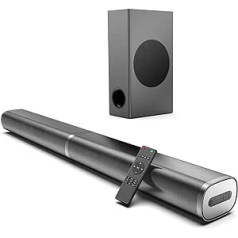 2.1 Soundbar with Subwoofer, 190 W Soundbar for TV Devices, 125 dB, 6 EQ Modes, LED Off, Adjustable Bass, Supports HDMI, Bluetooth, AUX, Optical, USB