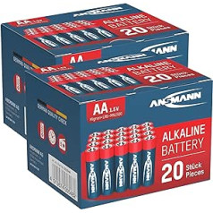 ANSMANN Alkaline Battery Mignon AA / LR06 1,5 V / Ilgmūžības Alkaline Battery Economy Pack praktiskā uzglabāšanas kastē / Pack of 40