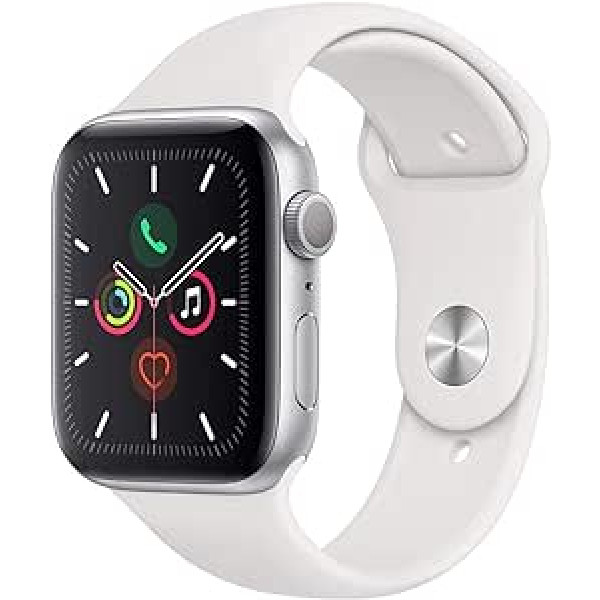 Apple Watch Series 5 44 mm (GPS) — alumīnija pulksteņa aproce Silber Weiß sporta aproce (Generalüberholt)