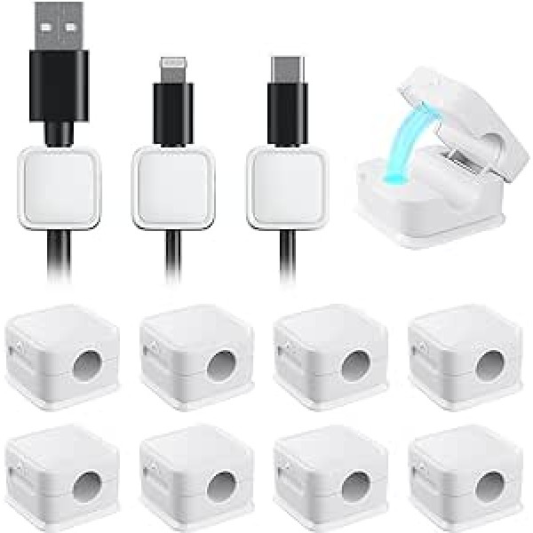 smofish Kabelhalter Kabelclips Kabel Management, 12 Pack Magnetische Schreibtisch Kabel Organizer, Stark Haftende Draht Ladegerät Halter für Nachttisch, Küchengeräte