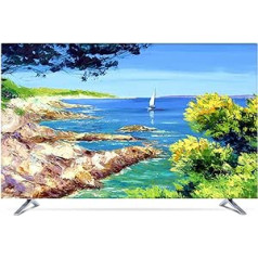22 to 80 Inch TV Protection, Dustproof Case Cover for TV, Universal Protection for Flat Curved Screens, Polyester Landscape Print, Indoor Modern TV Cover (Colour: Riverside, Size: 55 inches)