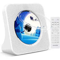 KOVCDVI CD atskaņotājs ar skaļruni CD atskaņotājs Bluetooth 5.0 CD atskaņotājs galddators ar tālvadības pulti putekļu vāka ekrāns FM radio taimeris USB atskaņošana AUX atskaņošana austiņu ligzda Balta