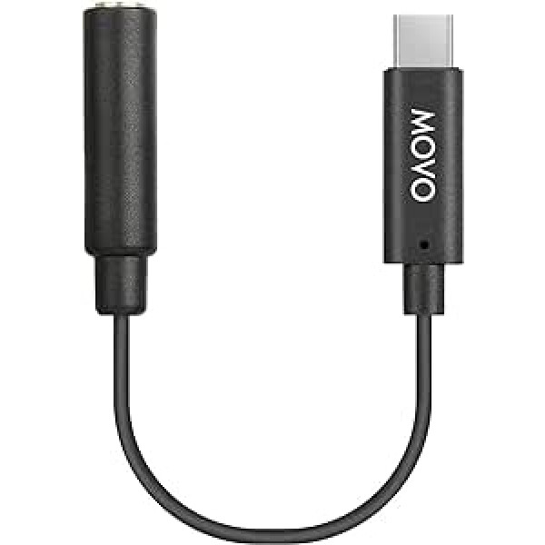 Movo UCMA-1 3,5 mm TRS mikrofona adaptera kabelis ar C tipa USB porta sargspraudni — saderīgs ar Samsung Galaxy, Pixel, Moto, HTC, iPad Pro viedtālruņiem un planšetdatoriem — USB C līdz 3,5 mm audio adapteris