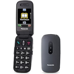 Panasonic KX-TU446EXG vecākais mobilais tālrunis salokāmam bez līguma (SOS avārijas zvana poga, triecienizturīgs, balss pastiprinātājs, lielas atsevišķas pogas, liels fonts un ciparu displejs), pelēks