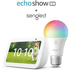 Echo Show 5 (3. Gen.) | Weiß + Sengled LED-Smart-Glühbirne (E27), Funktionert mit Alexa - Smart Home-Einsteigerpaket