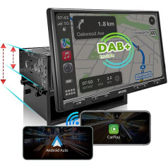 ATOTO F7XE 10 collu iebūvēts DAB+ dubultā DIN un viena DIN adaptīvais automašīnas radio Bluetooth, bezvadu CarPlay un bezvadu Android automašīnas digitālās multivides uztvērējs, MirrorLink, HD-LRV, ātra uzlāde, F7G110XED