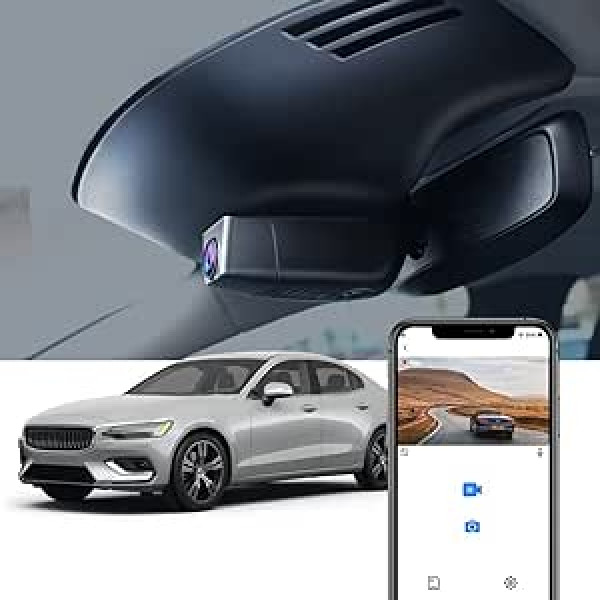 Fitcamx Dash Cam Piemērota Volvo S60 V60 2022 2021 2020 2019 T5 T6 T8, OEM 4K automašīnas kamera, 2160P UHD video WiFi, Volvo piederumi, G-sensors, nakts redzamība, cilpas ierakstīšana, WDR Dashcam akumulators, ar