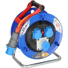 Brennenstuhl Garant Camping Cable Reel / CEE 230 V Cable Reel 25 m (H07RN-F 3G2.5 kabelis signāla krāsā oranžā krāsā, nepārtrauktai lietošanai ārpus telpām, IP44, ražots Vācijā)