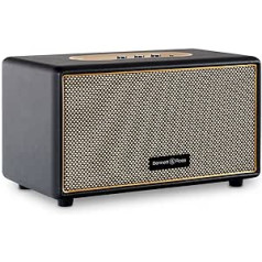 Bennett & Ross BB-860BK Blackmore Retro Bluetooth Speaker in Leather Look - Vintage Speaker with 2x 30W Power - USB Input with MP3 Player - 3.5 mm Jack Aux Connection - Black