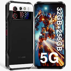 DOOGEE V20S 5G āra mobilais tālrunis bez līguma, 32 GB + 256 GB, 6,43 collu FHD + 1,58 collu AMOLED aizmugurējais displejs, Android 13 āra viedtālrunis, 50 MP trīskāršā kamera/24 MP nakts redzamība, 6000 mAh 33 W, 5G