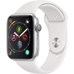 Apple Watch Series 4 44 mm (GPS) — Aluminiumgehäuse Silber Weiß Sportarmband (Generalüberholt)