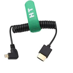 HangTon Micro HDMI 4K 60Hz 8K taisnleņķa HDMI tinuma kabelis priekš Sony A6400 A7R Canon R5 R6 GH4 S5 Z50 kamera ATOMOS Ninja V Portkeys Monitor Type AD HDMI 2.1