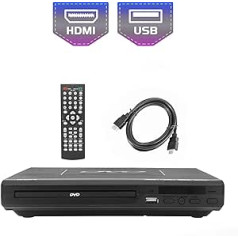 KCR DVD atskaņotājs televizoram, DVD/CD/MP3 ar USB portu, HDMI un AV izvadi (iekļauts HDMI un AV kabelis), tālvadības pults, bez reģiona