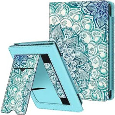 Fintie Case for Tolino Shine 4 (2022) / Kobo Clara 2E (2022) - Kickstand Protective Case with Card Slot, Wrist Strap and Auto Sleep/Wake Function, Emerald Blue