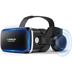 FIYAPOO VR Glasses with Headset 3D VR Glasses Virtual Reality Glasses PC Entertainment for 4.7-6.5 Display, Android/iOS Handheld Devices, HD, Blue Light Mode, Children and Adults, Gift