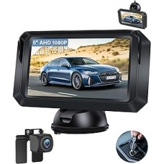 Vtopek HD atpakaļgaitas kameras komplekts AHD 1080P atpakaļgaitas kamera ar 5 collu monitoru 140° platleņķa automašīnas atpakaļgaitas kamera IP69 ūdensizturīgs atpakaļgaitas kameras kabelis 6 m apvidus auto dzīvojamajam piekabei treilera furgo