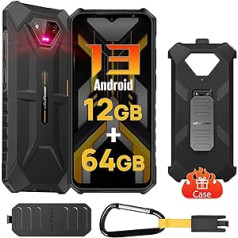 Ulefone Armor X13 Outdoor viedtālrunis Android 13, 12GB + 64GB/SD-256GB 6320mAh akumulators, IP68/IP69K āra mobilais tālrunis, 50MP + 24MP nakts redzamības kamera, 5GHz Wi-Fi/NFC/OTG/GPS Dual SIM Black