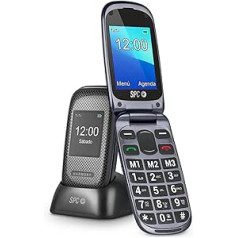 SPC Harmony — Mobiltelefons ar Klappdeckel für Senioren mit großen Ziffern und Buchstaben, Doppeltem Display, SOS-Taste, 3 Directspeicher, Ladestation