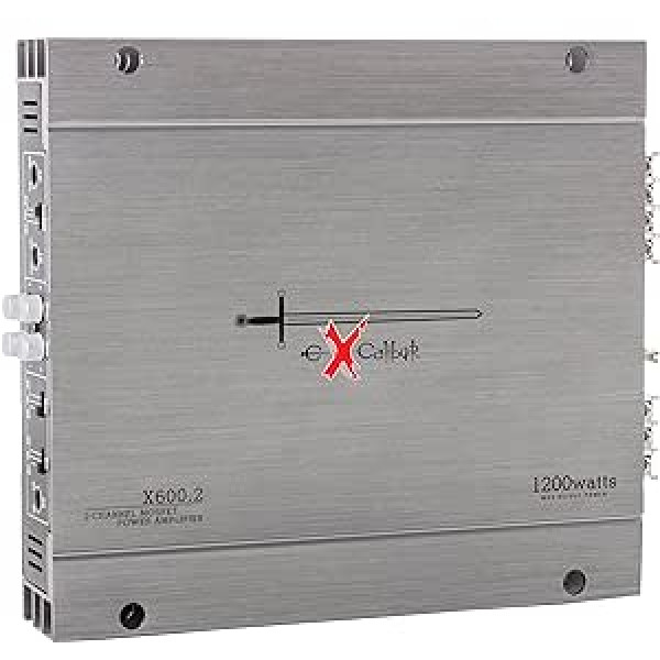 Excalibur X600.2 automašīnas pastiprinātājs 2 kanāli 2 x 600 vatu Mosfet HiFi automašīnas jaudas pastiprinātājs ar basa pastiprinājumu 1200 vati, ne vairāk kā 2 omi mainīgs krosovers