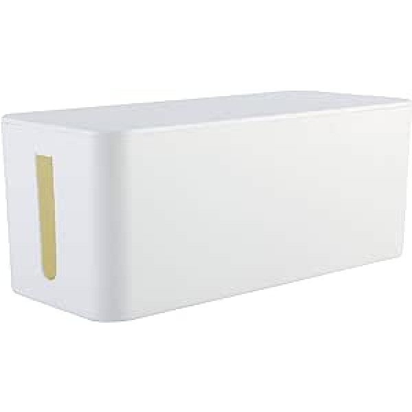 RICOO kabeļu kārba, kabeļu pārvaldības kaste Z3201-W, kabeļu organizētāja kaste 32 x 13,5 x 12,7 cm, glabāšanas kaste barošanas sloksņu, adapteru un kabeļu paslēpšanai, kabeļu savācējs, balts