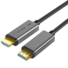 ANNNWZZD HDMI optiskās šķiedras kabelis, HDMI 2.0 īpaši liela ātruma 48 Gbps optiskās šķiedras HDMI kabelis PS2/PS3/PS4/PS5, TV, monitors, Ordinateur 10 m