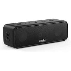 Soundcore 3 Bluetooth skaļrunis, stereo skaņa, titāna membrānas audio draiveris, PartyCast, BassUp, 24 stundu akumulators, IPX7 ūdens aizsardzība, pielāgots EQ, lietošanai mājās, ārā, dārzā