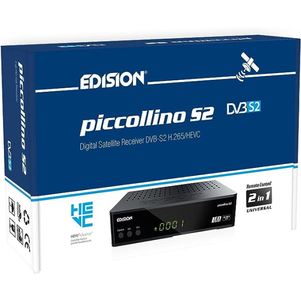 EDISION Piccollino DVB-S2 Full HD satelīta uztvērējs H.265/HEVC karšu lasītājs USB melns