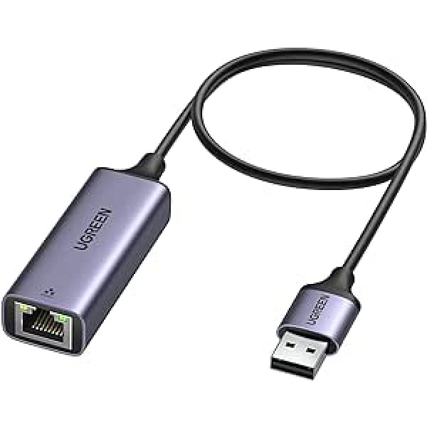 UGREEN LAN adapteris 3.0 1000 Mbps Ethernet adapteris USB uz RJ45 Gigabit tīkla adapteris uz USB alumīnija saderīgs ar slēdzi, Mi Box, klēpjdatoru Under Win 11/10/8.1/8, Mac OS, Linux (pelēks, 50 cm)