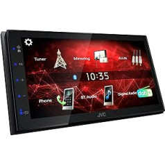 JVC KW-M27DBT 6,8 collu (17,3 cm) digitālo multivides uztvērējs ar DAB+ un Bluetooth (USB, 3 x Pre-Out 2V, iPod/iPhone vadība, 4 x 45 vati, zilas pogas apgaismojums)