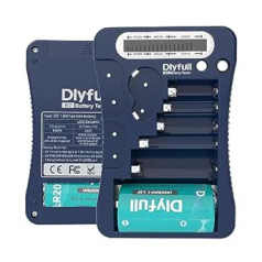 DLYFULL LCD Universal Battery Tester for AA, AAA, C, D, 9V Digital Tester for CR123A, CR2, CRV3, 2CR5, CRP2 Battery Tester for 1.5V and 3V Button Cells (Blue)