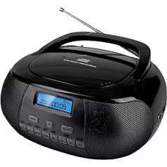 Nikkei NPRD58BK - Portable DAB+ Digital Radio Boombox with CD Player - USB and Headphone Port - Batteries and Mains - LCD Screen - Compact - Construction Site Radio - Black