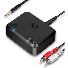 Bluetooth 5.0 Transmitter for TV - August MR270-HD - Wireless Audio Adapter with aptX HD, Low Latency and Multipoint to Connect Two Headphones Simultaneously - HiFi Transmitter Adapter -