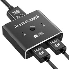 HDMI 2.1 slēdzis HDMI sadalītājs, 4K @ 120 Hz divvirzienu HDMI slēdzis 2 in 1 Out vai 1 in 2 Out Alumīnija HDMI sadalītājs TV/PS5/Xbox/monitoriem, 8K HDMI slēdzis 48Gbps/HDCP2.3/HDR10