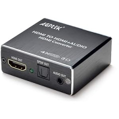 AGPtek® HDMI uz HDMI audio nosūcēja pārveidotājs ar Toslink kabeli — Ultra HD 4 K x 2 K pilna 3D optiskā Toslink SPDIF audio un 3,5 mm audio izvade + EDID vadības josla Dolby Digital AC3/DTS, LPCM un Adv 2.0ch 5.1ch.