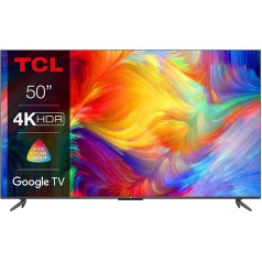 TCL 50P739 50 collu televizors, 4K HDR, Ultra HD, viedais televizors, ko nodrošina Google TV, bezrāmju dizains (Dolby Vision un Atmos, brīvroku balss vadība, savietojams ar Google asistentu un Alexa)