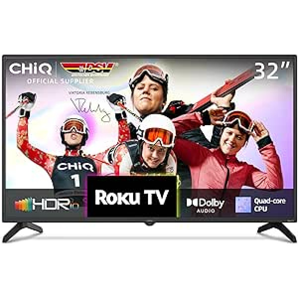 CHIQ L32G5N 32 collu Roku televizors, Smart TV, HDR10, darbojas ar Alexa, DVB-T2/T/C/S/S2, atbalsta Apple Air Play, Google Assistant, Apple TV+, Prime Video, USB/HDMI/CI+, Jaunums 2023.