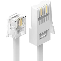 Savienojams BT spraudnis uz RJ11 6P2C 3M BT tālrunis uz modemu RJ11 Crossover tālruņa kabeļa pagarinājums modemam faksa iezvanpieejas Sky Telehone plakans kabelis balts