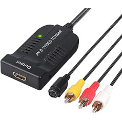 AV CVBS S-Video to HDMI Converter RCA Composite Video Converter eSynic 3 RCA Composite Adapter with Male Connector 1080P with Micro USB Cable for PAL NTSC for HDTV DVD VHS VCR DVD Recorder