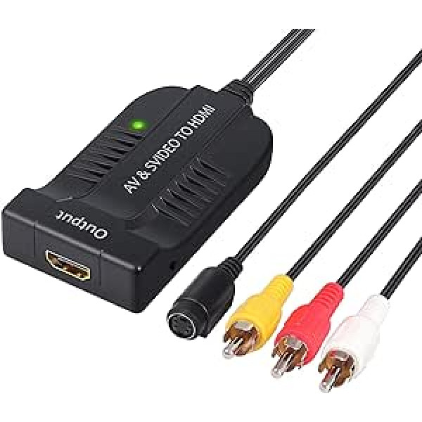 AV CVBS S-Video uz HDMI pārveidotājs RCA kompozītmateriālu video pārveidotājs eSynic 3 RCA kompozītmateriālu adapteris ar vīrieša savienotāju 1080P ar mikro USB kabeli PAL NTSC HDTV DVD VHS VCR DVD ierakstītājam