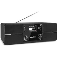 TechniSat DIGITRADIO 371 IR interneta radio ar bezvadu uzlādi (DAB+, FM, WiFi, Bluetooth audio straumēšana, krāsains displejs, USB, AUX ieeja, austiņu ligzda, modinātājs, 10 vati, lietotne/tālvadības pults) Melns