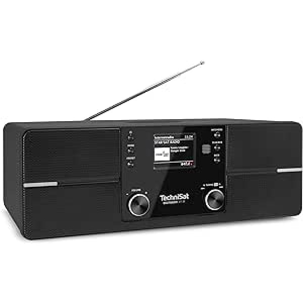 TechniSat DIGITRADIO 371 IR interneta radio ar bezvadu uzlādi (DAB+, FM, WiFi, Bluetooth audio straumēšana, krāsains displejs, USB, AUX ieeja, austiņu ligzda, modinātājs, 10 vati, lietotne/tālvadības pults) Melns