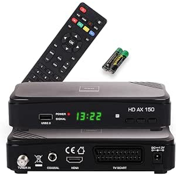 RED OPTICUM AX 150 satelīta uztvērējs ar ierakstīšanas funkciju PVR I digitālais satelīta uztvērējs HD ar HDMI - SCART - USB - koaksiālais I 12 V barošanas avots Ideāli piemērots kempingam I uztvērējs satelītantenai