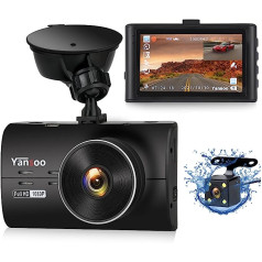 Dashcam automašīnas priekšējā aizmugurējā automašīnas kamera ar 3,0 collu IPS ekrānu FHD 1080P F Dash Cam, 170° platleņķis, Super Night Vision, G-sensors, WDR, parkošanās uzraudzība, cilpas ierakstīšana un kustības noteikšana