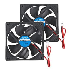 Pack of 2 12025 Fan 120 x 120 x 25 mm Computer Case Fan DC 12 V Cooling Fan for Computer Case 2 Pins 2 Wire for Cooling PC Computer Case CPU Cooler Radiators